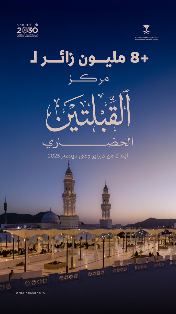 أكثر من 8 ملايين زائر لمركز القبلتين الحضاري خلال عام 2025