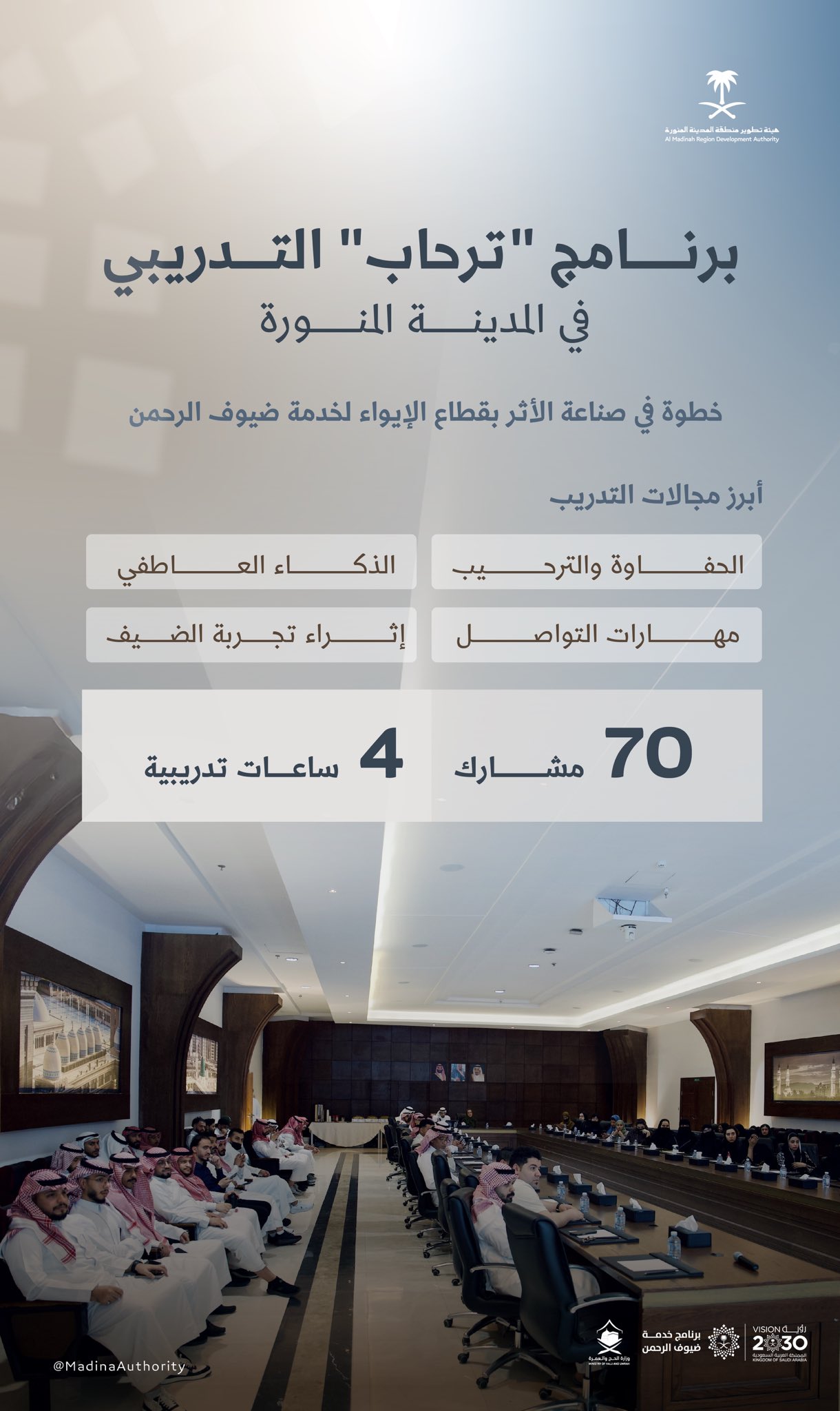 هيئة تطوير منطقة المدينة المنورة تطلق أولى دورات برنامج "ترحاب" التدريبي لتطوير مهارات العاملين بقطاع الإيواء