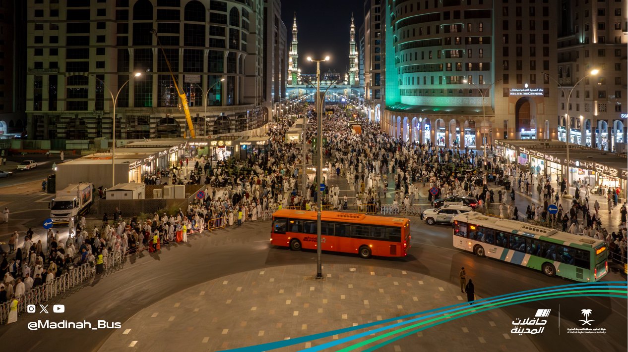 حافلات المدينة" تواصل النقل الترددي مابين مسجدي "النبوي" و"قباء"